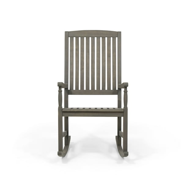 Gray Great Deal Furniture Myrna Outdoor Acacia Wood Rocking Chair